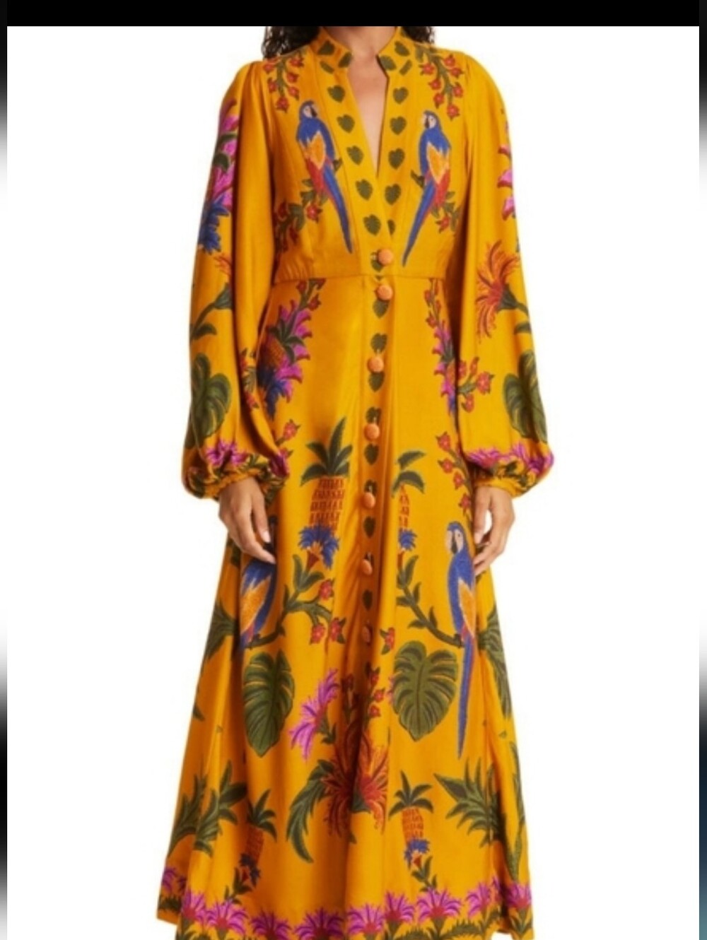 NWT FARM RIO | $285 Yellow Tropical Tapestry Maxi Dress - Picture 8 of 12